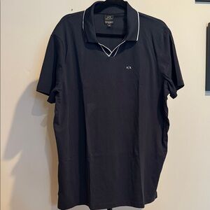 Armani Exchange Men's Polo Shirt in Black with White Trim
